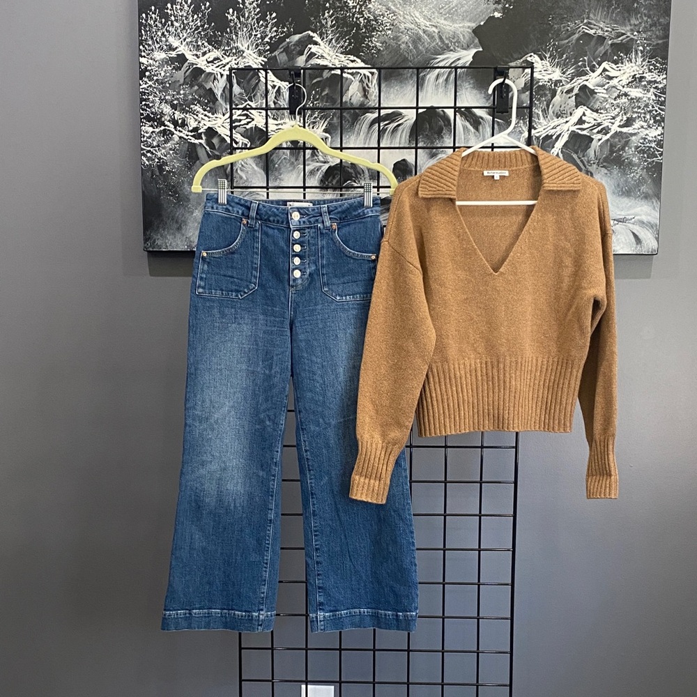 Paige Anessa denim with FREE reformation cashmere sweater.